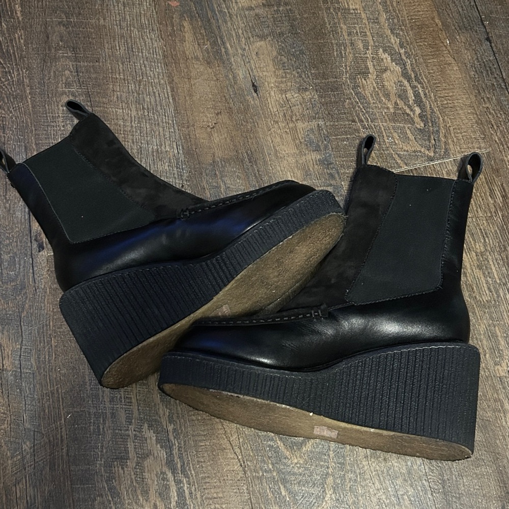 Rag & Bone Sloane Chelsea boots in black suede and leather wedge Size 39.5 (8.5) - Picture 3 of 10